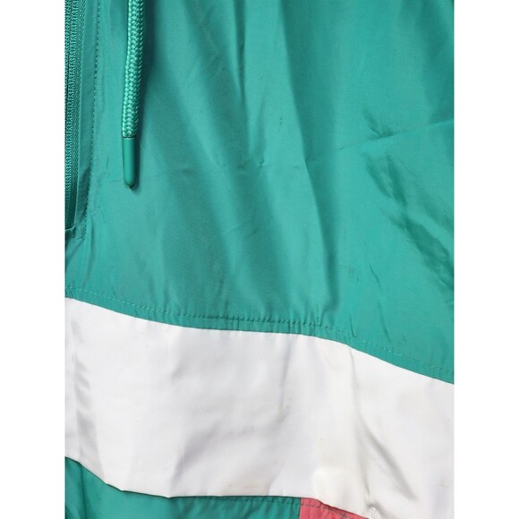 CSG 80s Retro Quarter Zip Pullover hooded Windbreaker Aqua/Pink Men's Size L - Picture 7 of 16